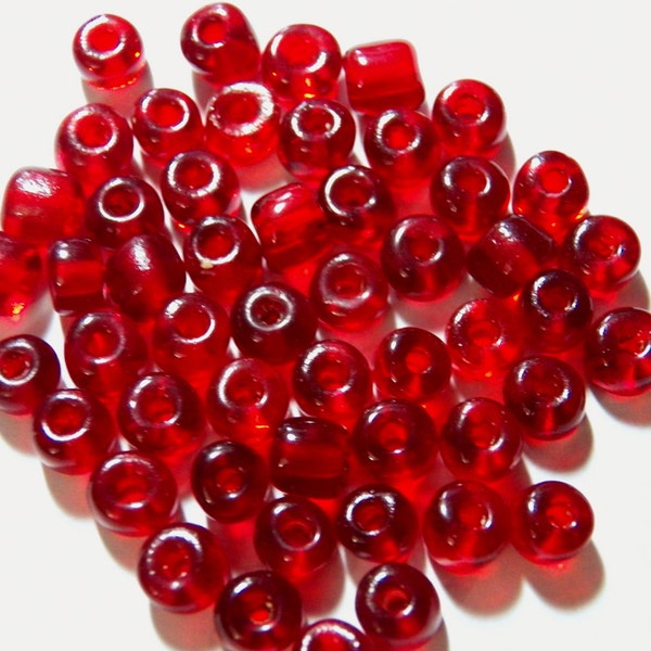 Vintage Venetian Ruby Pressed Glass Tire Roller Beads 4x6mm (90)