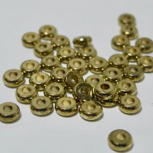 Vintage Antique Gold Plated Smooth Rondelle Washer Beads  1.6x4mm  (25)