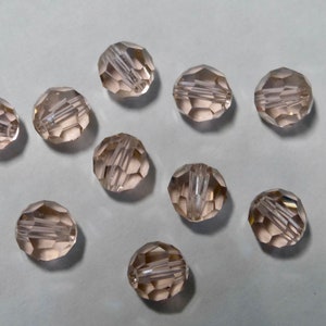 Vintage Swarovski 6mm Vintage Rose Faceted Crystal Round Beads  (10)