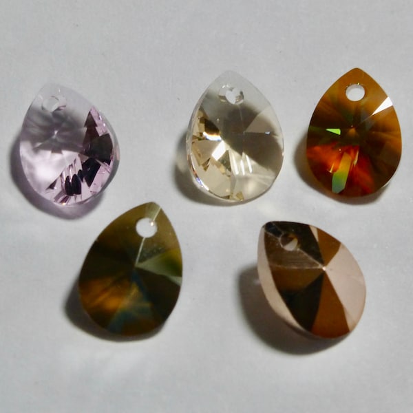 Swarovski 8mm, 10mm or 12mm Xilion Mini Pear Crystal Pendant Beads - Rosaline, Silk, Crystal Copper, Bronze Shade or Rose Gold