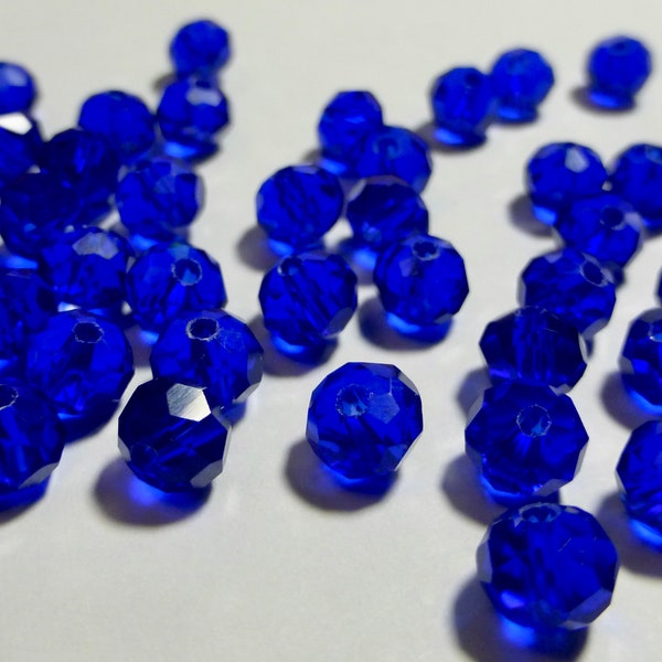 4x6mm Dark Sapphire Faceted Crystal Rondelle Beads (25)