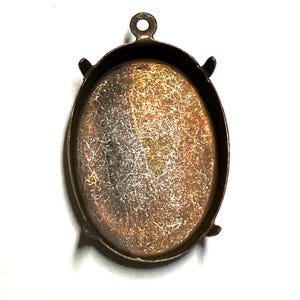 Vintage Oxidized Brass Closed Back Oval Bezel Setting with Prongs for 24x16mm Stone (2)