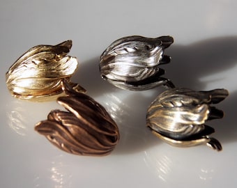Small Tulip Bead Cap, Matte Gold, Silver, Brass, Copper (2) 11x9mm
