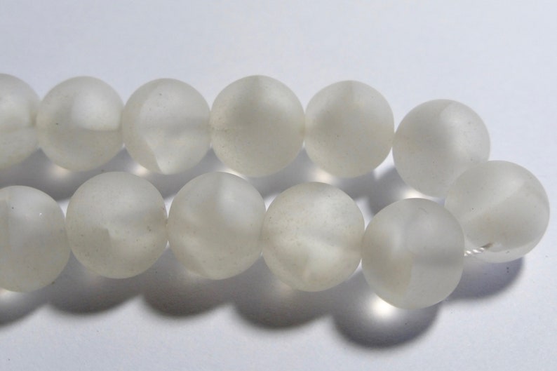 Vintage Frosted Matte White Givre Round Glass Beads  11mm 16