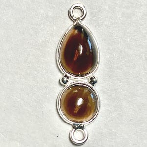 Smoky Quartz Gemstone Set in Sterling Silver Drop, Pendant, Earring Drop, Connector   26x8mm (1)