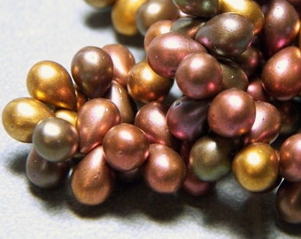 Czech 5x7mm Metallic Mix Glass Teardrop Beads (50)