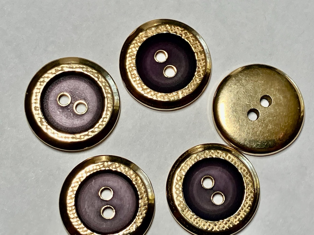 Vintage Button - Round - Gold With Black Center - 20mm (12) - Etsy