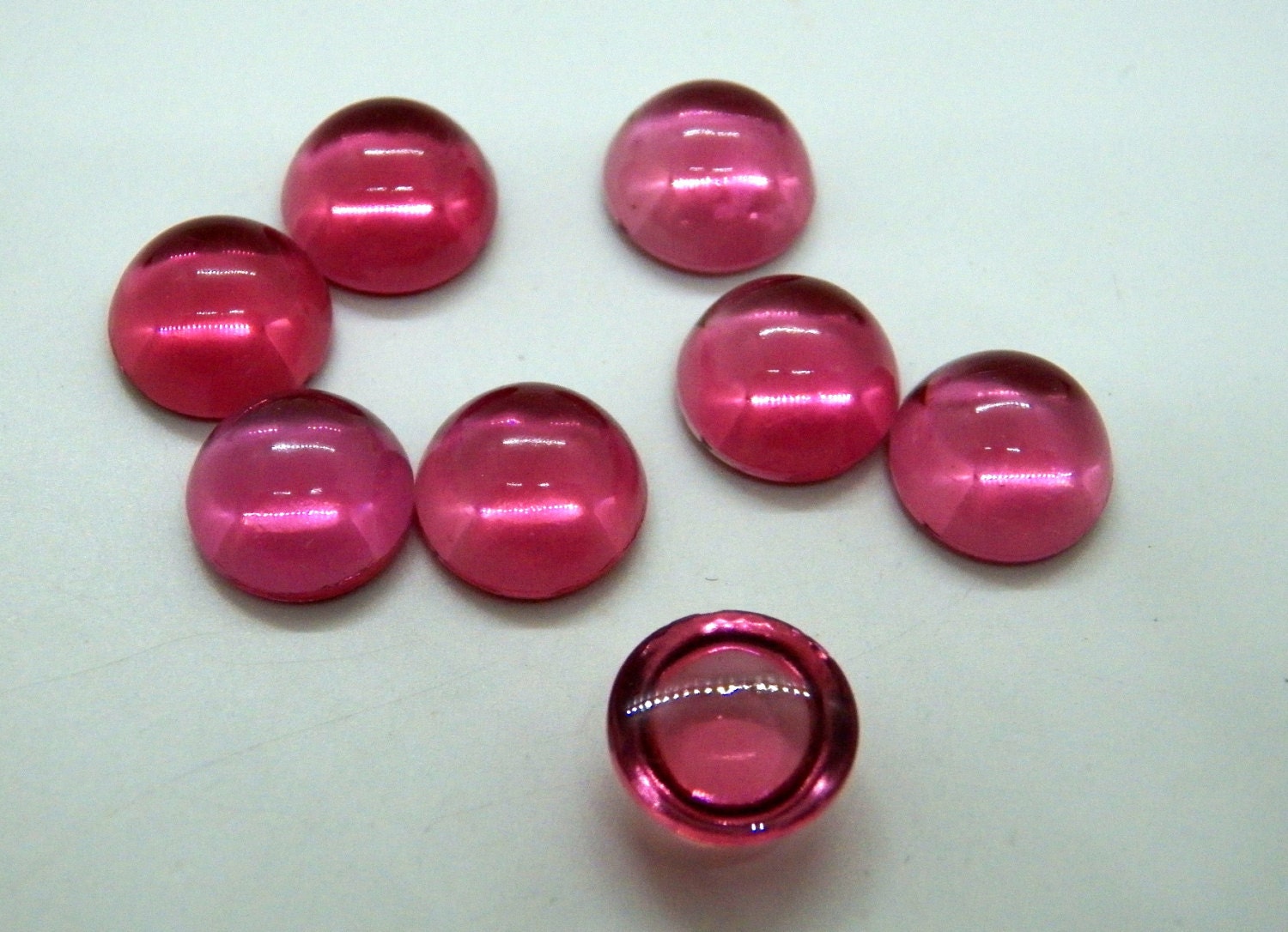 Vintage Czech Glass Cab Ruby AB 15mm Round Flatback Pack of 6 CRAFT Post free