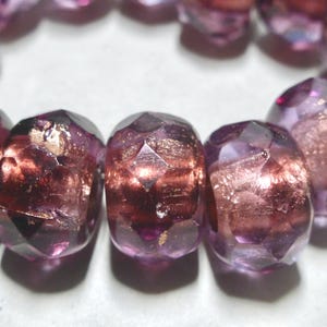 Czech 8x12mm Large Hole Wine with Copper Finish Faceted Rondelle Glass Beads (15)