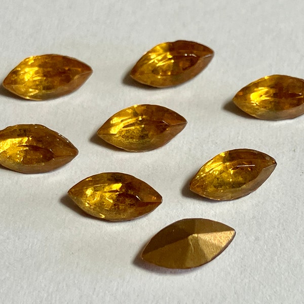 Vintage Czech Topaz 8x4mm Navette Glass Jewels (12)