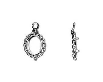 Sterling Silver Twist Oval Pendant Drop Setting, Fits 8x6mm Cabochon (1)