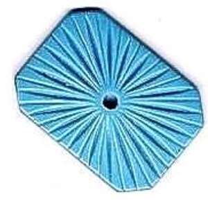 Octogone rectangulaire vintage allemand en verre turquoise opaque avec impression en étoile. (1)