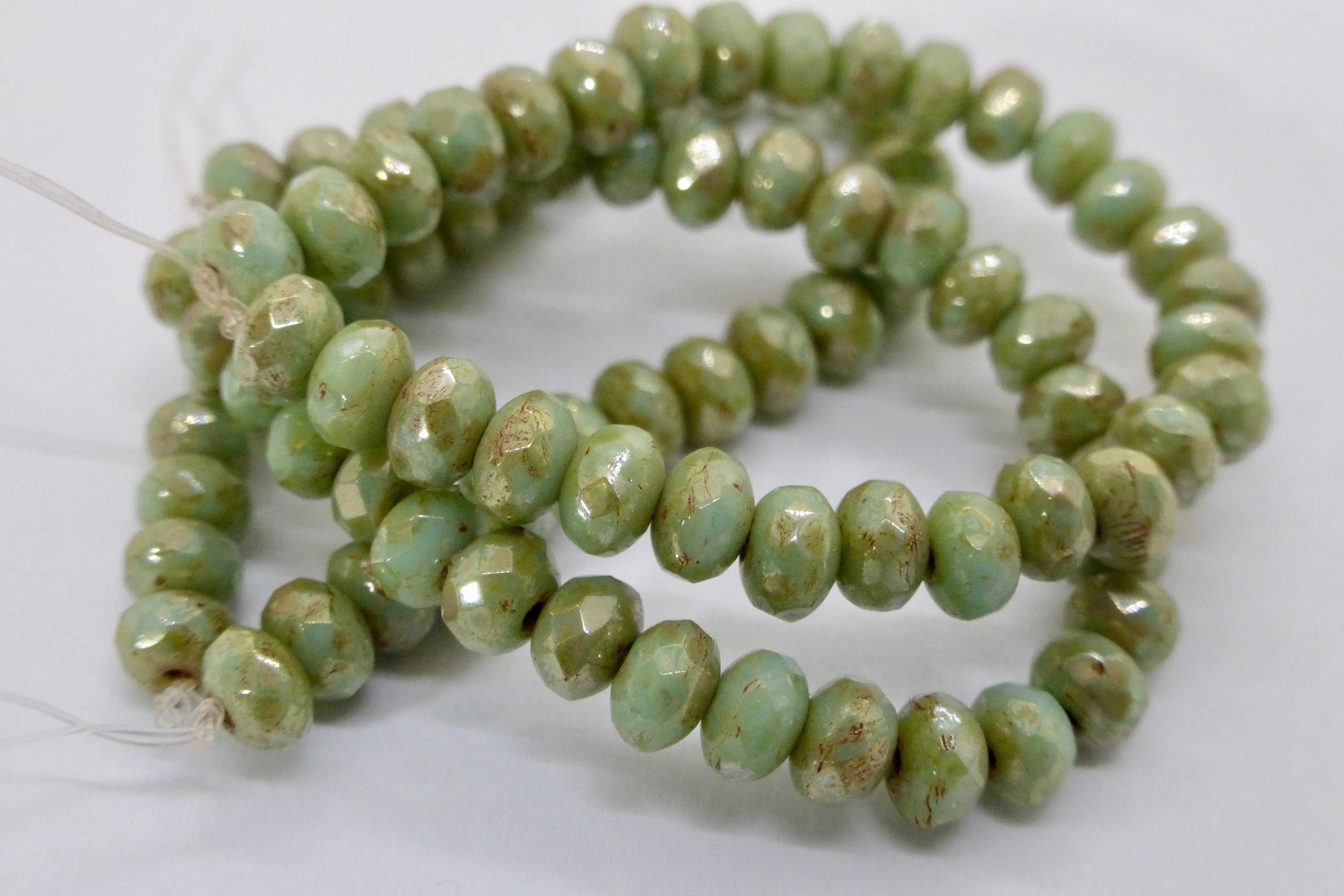 Czech Green Turquoise Picasso 3x5mm Faceted Fire Polished - Etsy
