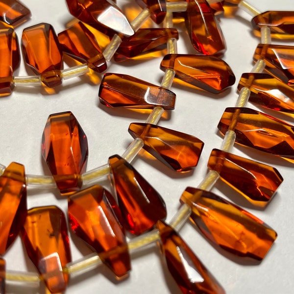 Natural Baltic Amber Gemstone Faceted Irregular Pear Beads