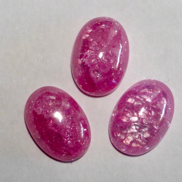 Wild Orchid Crackle Zirconia Oval Flat Back Cabochons  14x10mm   (1)