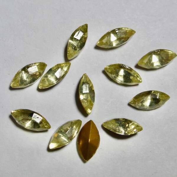 Vintage Czech Jonquil 8x4mm Navette Glass Jewels (12)