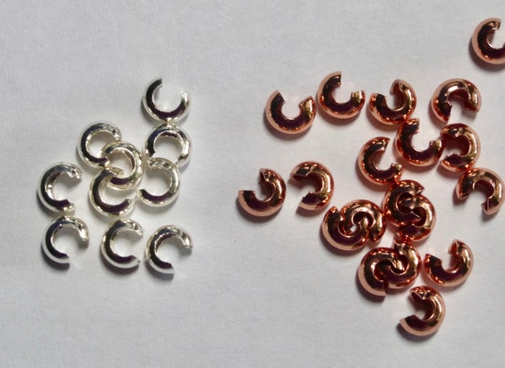 3mm Crimp Covers - Sterling Silver Filled or Copper - Jewelry Making Supplies (Set of 10)