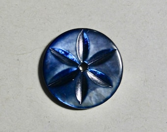 Dark Blue AB Daisy 18mm Glass Round Flat Back Button  (2)