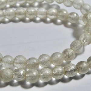 Czech 6mm Clear with Silver Etched Round Glass Beads (30)