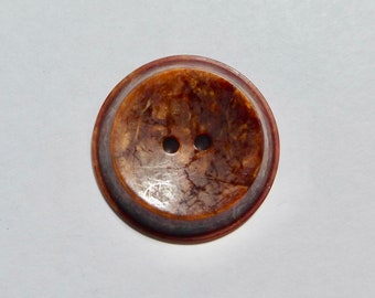 Large Vintage Sienna Brown Round Button  - 28mm (1)
