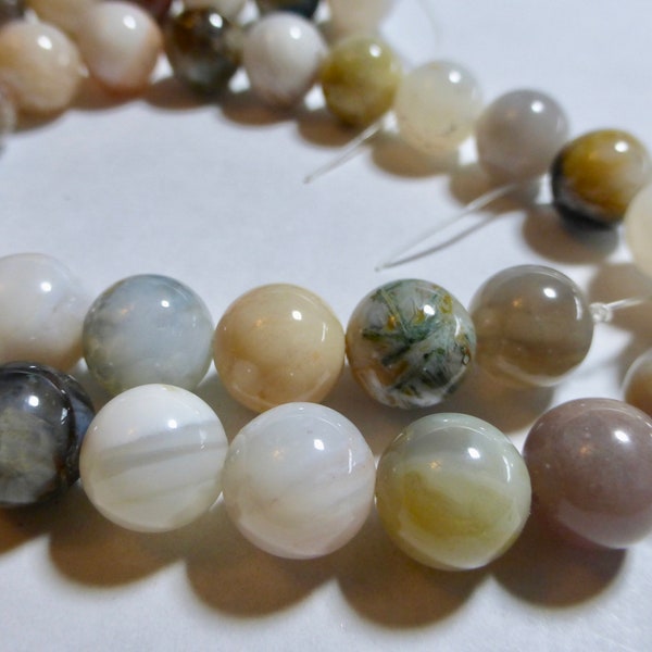 16" Strand of Earthtones Round Agate Gemstone Beads  10mm  (40)