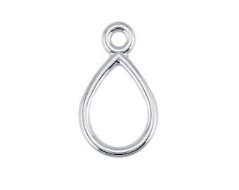 Sterling Silver Teardrop Pear Pendant / Earring Findings 11.5x8mm (2)