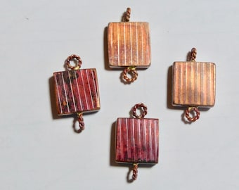 Vintage Copper Patina Square Link / Pendant / Charm  19mm  (1)