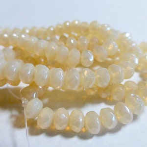 Czech Opal Cream Faceted Fire Polished Glass Rondelle Beads  3x5mm, 5x7mm or 8x10mm