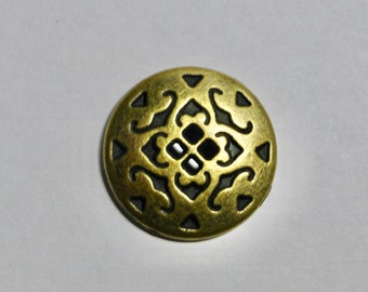 Vintage Brass Metal Round Button with Cut Out Design  - 20mm (1)