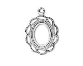 Sterling Silver Braid Oval Pendant Drop Setting, Fits 8x6mm Cabochon (1)