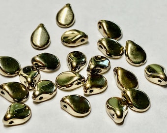 Czech Light Gold Glass Pip Beads 7x5mm (24)