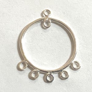 Sterling Silver Round with 6 Loops Hoop  Earring Finding / Pendant   19mm (1)