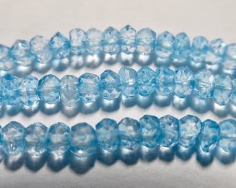 14" Strand of Sky Blue Quartz 2x4mm Hand Cut Faceted Rondelle Gemstone Beads (140)