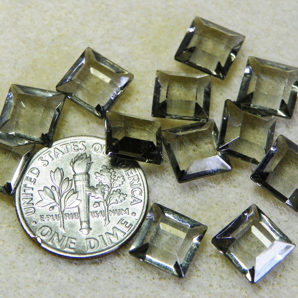 Vintage Swarovski Black Diamond Crystal 8mm Square Channel Cut Gem Jewels (12)