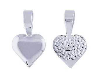 Sterling Silver "Glue On" Heart Pendant Bail 15mmx9mm (1)