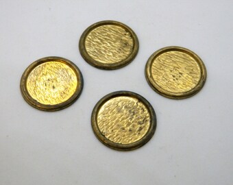 Vintage Round Brass Rolled Edge Setting for Flat Back Cabochon / Cameo - 18mm (4)