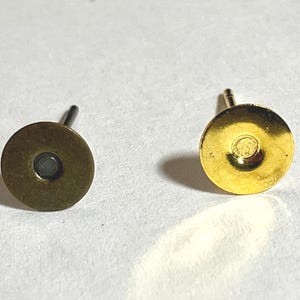 Gold Plated Earstud Earrings: Round Flat Pad, DIY Jewelry - 5 Pairs