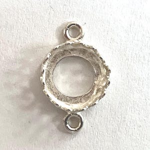 Sterling Silver 8mm Round Gallery Wire Cabochon Link Component Mounting/Setting (2)