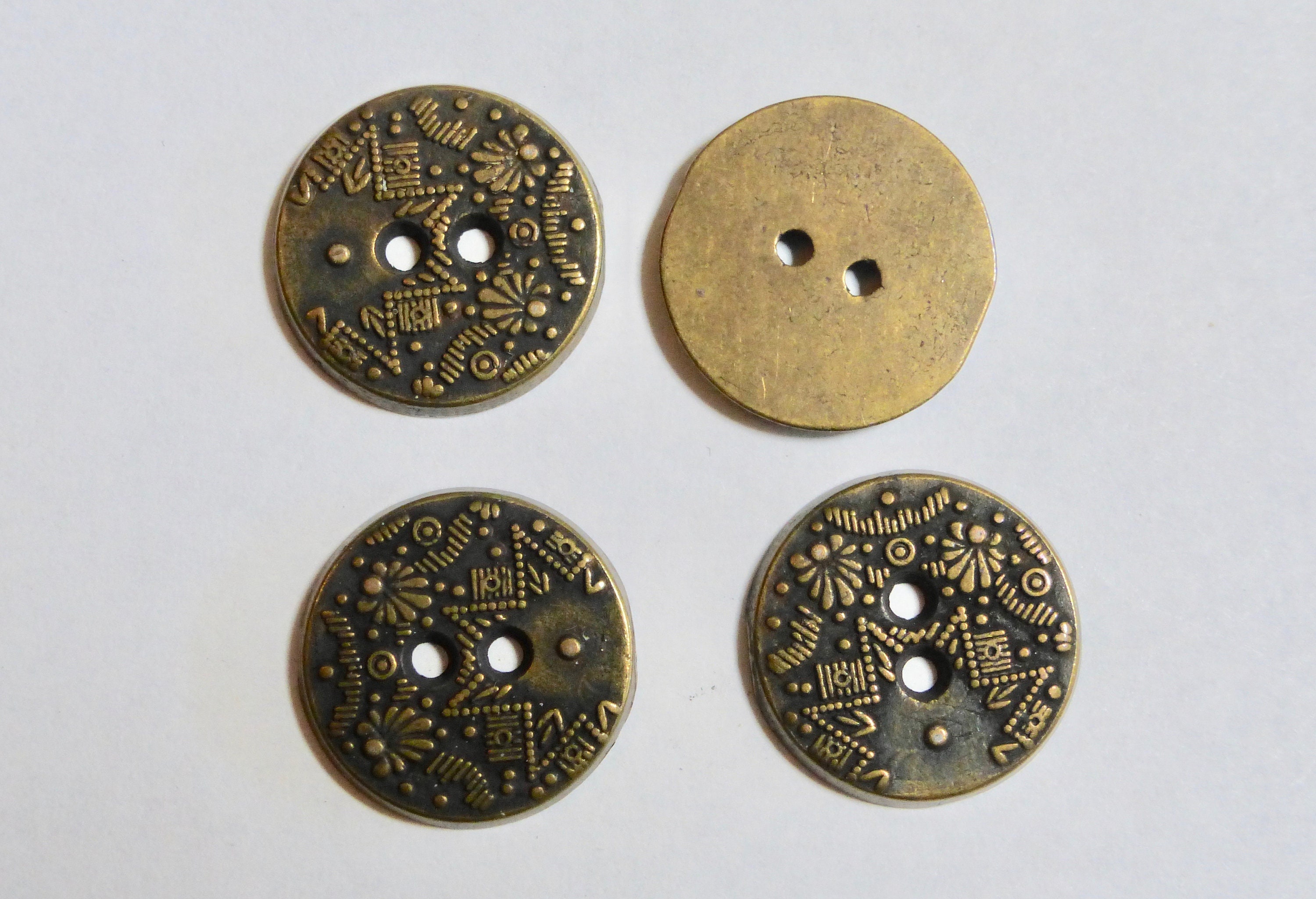 18mm Vintage Antique Brass Metal Round Button Random Raised | Etsy