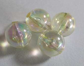 Vintage Golden AB Round Lucite Beads  10mm  (6)