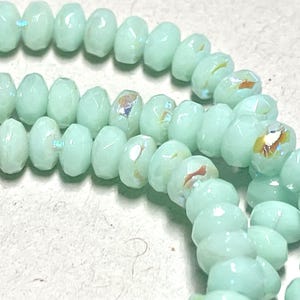 Czech Glass Rondelle Beads: Mint, Rainbow AB Finish, 3x5mm (30 Beads