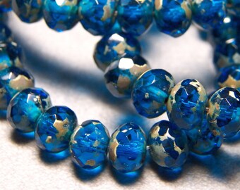 6x3mm pressed czech glass spacers green with luster rondels 40Pc 2921 Antique Green Picasso Rondelle beads