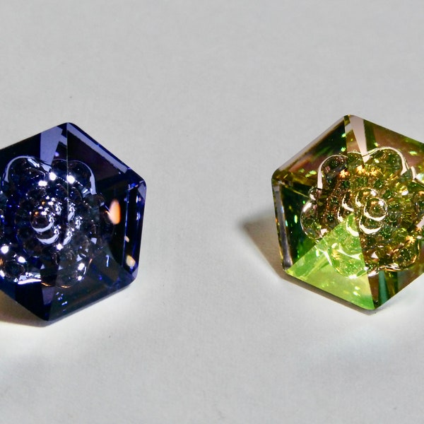Joyas de cristal hexagonales Swarovski 4681 Vision - 18 mm - Verde luminoso o tanzanita (1)