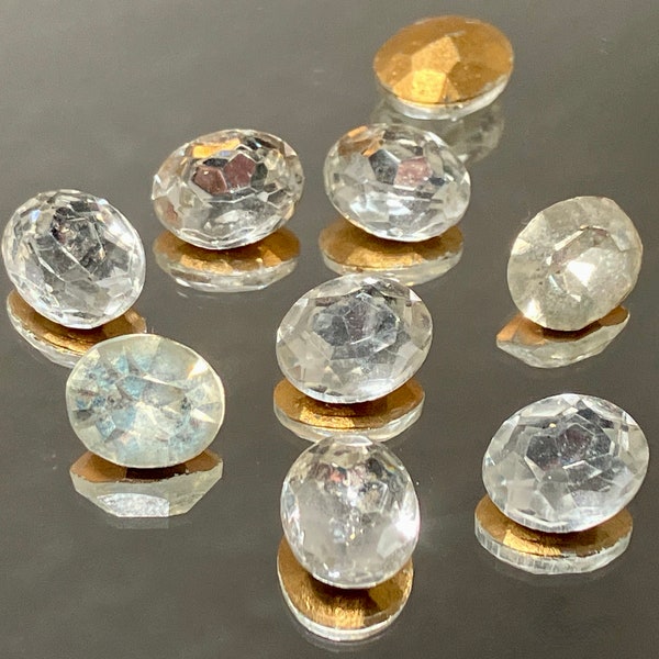 Vintage Swarovski Clear 10x8mm Faceted Oval Pointed Back Crystal Jewels (4)