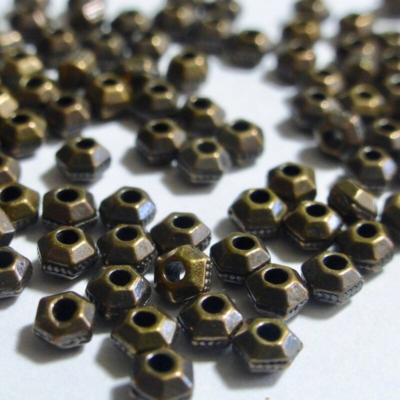 Antiqued Brass Faceted Beads – 3mm With Large Hole – 24 Inch Strand For Jewelry Making