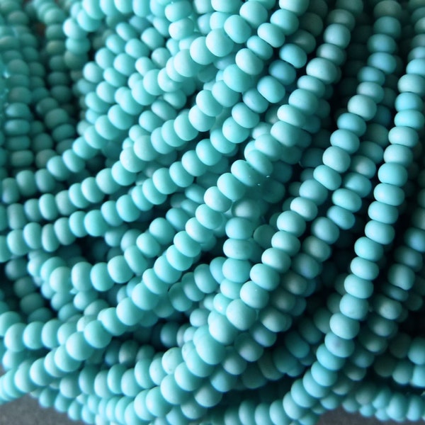 Vintage Czech Matte Turquoise 11/0 Glass Seed Beads