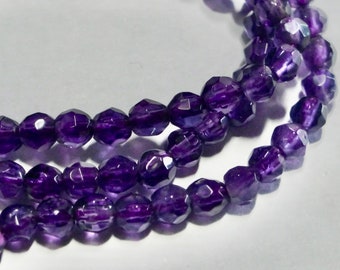 15" Strand of Amethyst Faceted Round Gemstone Beads  4mm