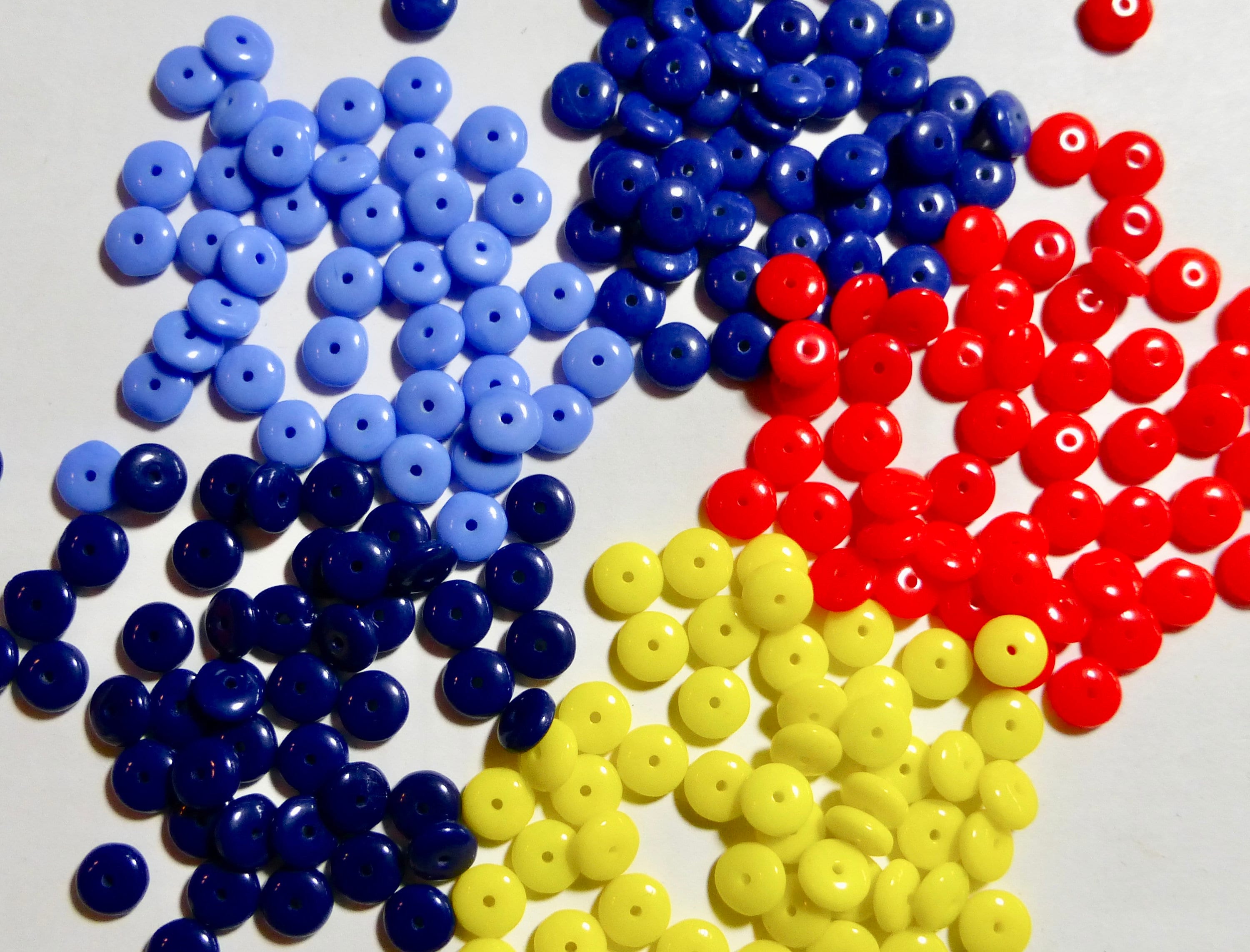 Assorted Colors Vintage Opaque Smooth Rondelle Wheel Beads 6x2mm, 4x2mm