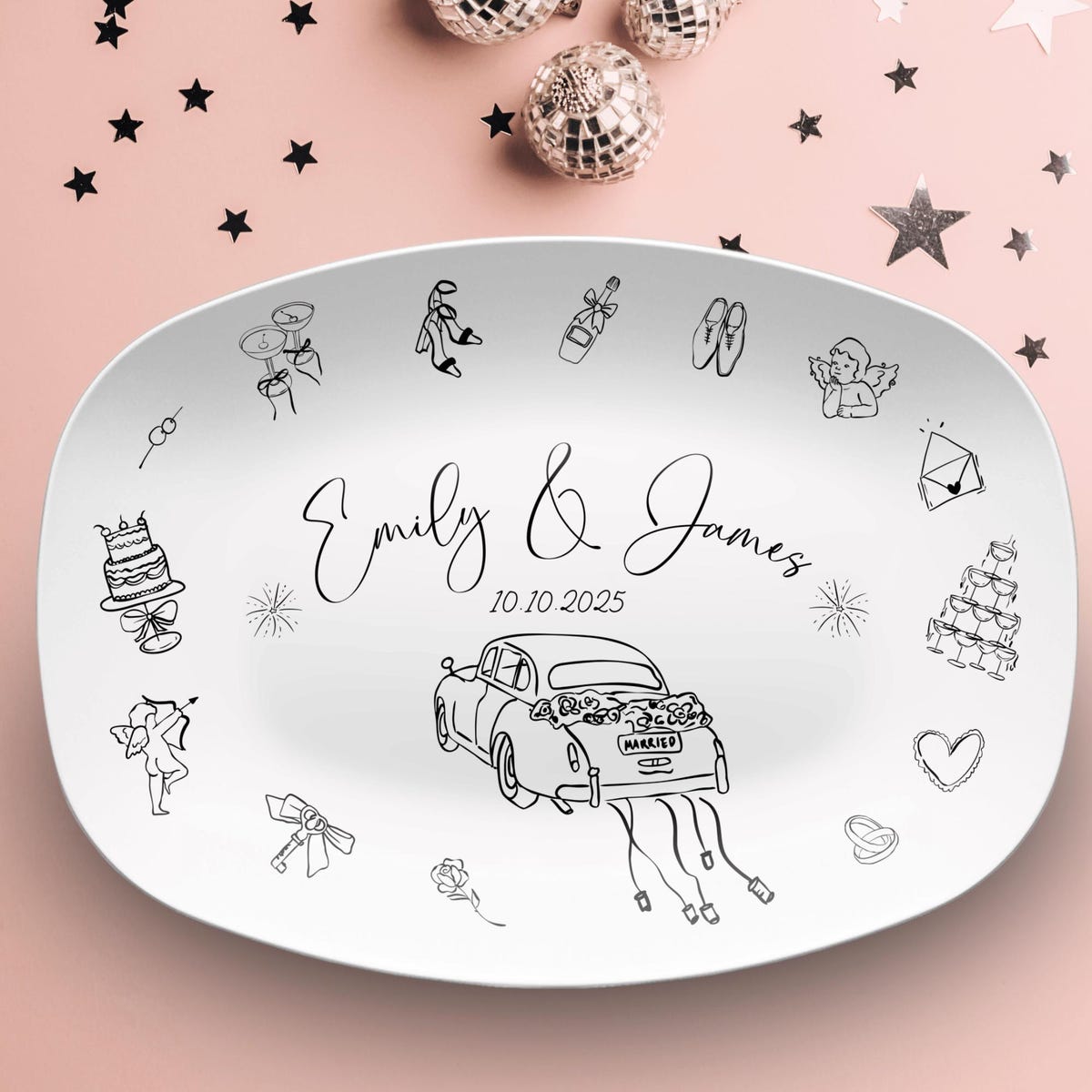 Custom Couple Plate Personalized Wedding Table Gift Engagement Keepsake Dinner Idea Classic Black and White Name Date Decor Marriage Present - Etsy