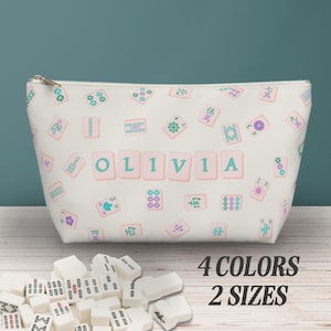 Custom Mahjong Tile Pouch Pastel Personalized Tile Accessory Bag Mahjong Club Member Gift Idea Mahjong Game Night Birthday Mahjong Lover